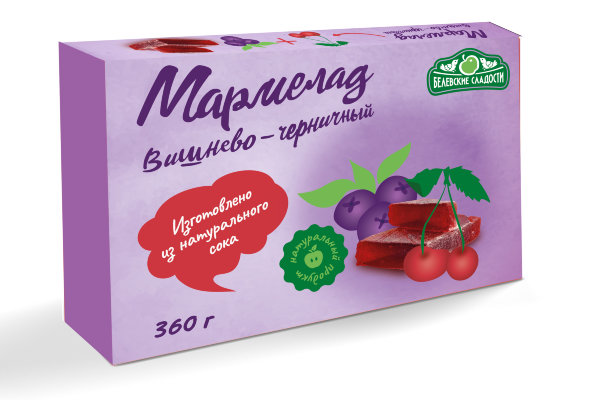 №2 Мармелад  "Вишнево-черничный" белевский 360г   в Каменке