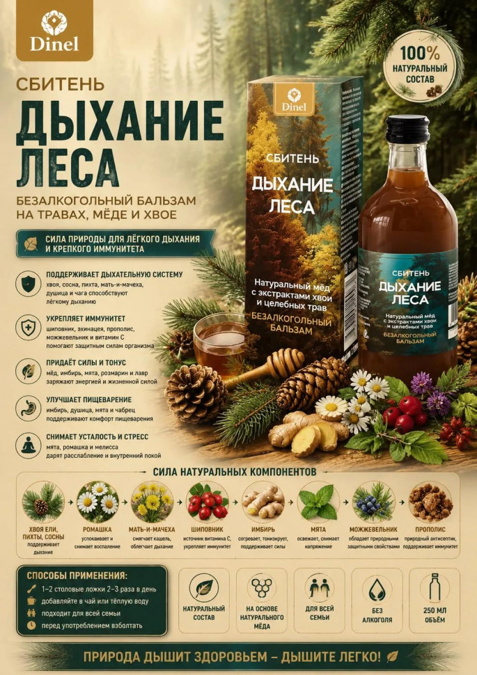  Сбитень Дыхание леса, 250мл  в Каменке